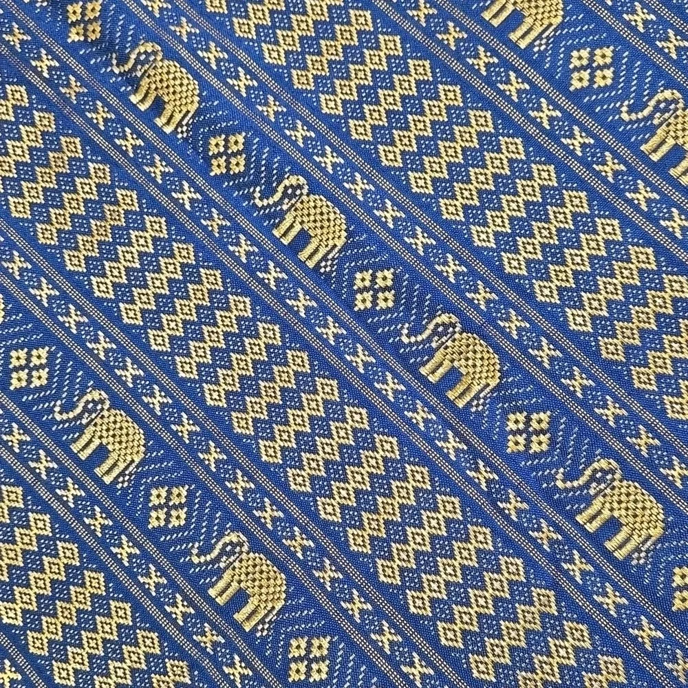 Blue and Gold Elephant Patterned Scarf/Wrap 72 Inches